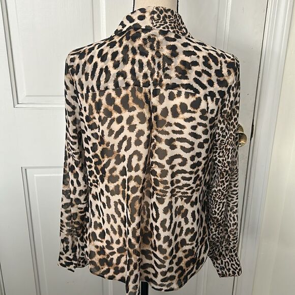I-N-C LEOPARD PRINT KNOT FRONT PULLOVER BLOUSE - Picture 7 of 10